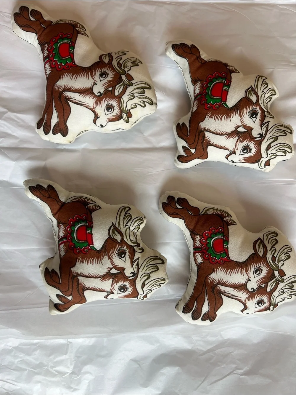 Christmas Reindeer and Sleigh Decorative Pillow Set - Red, Green, Brown